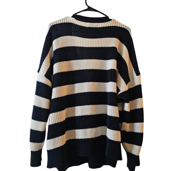 Old navy white and blue striped chunky cozy button up cardigan plus size XXL - Picture 5 of 5